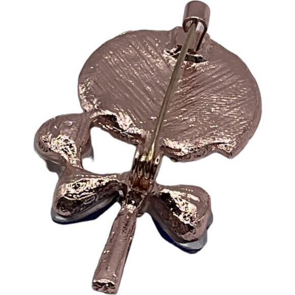 Blue & White Lollipop Pin Brooch With Crystals & Pearl Accent - Picture 4 of 5